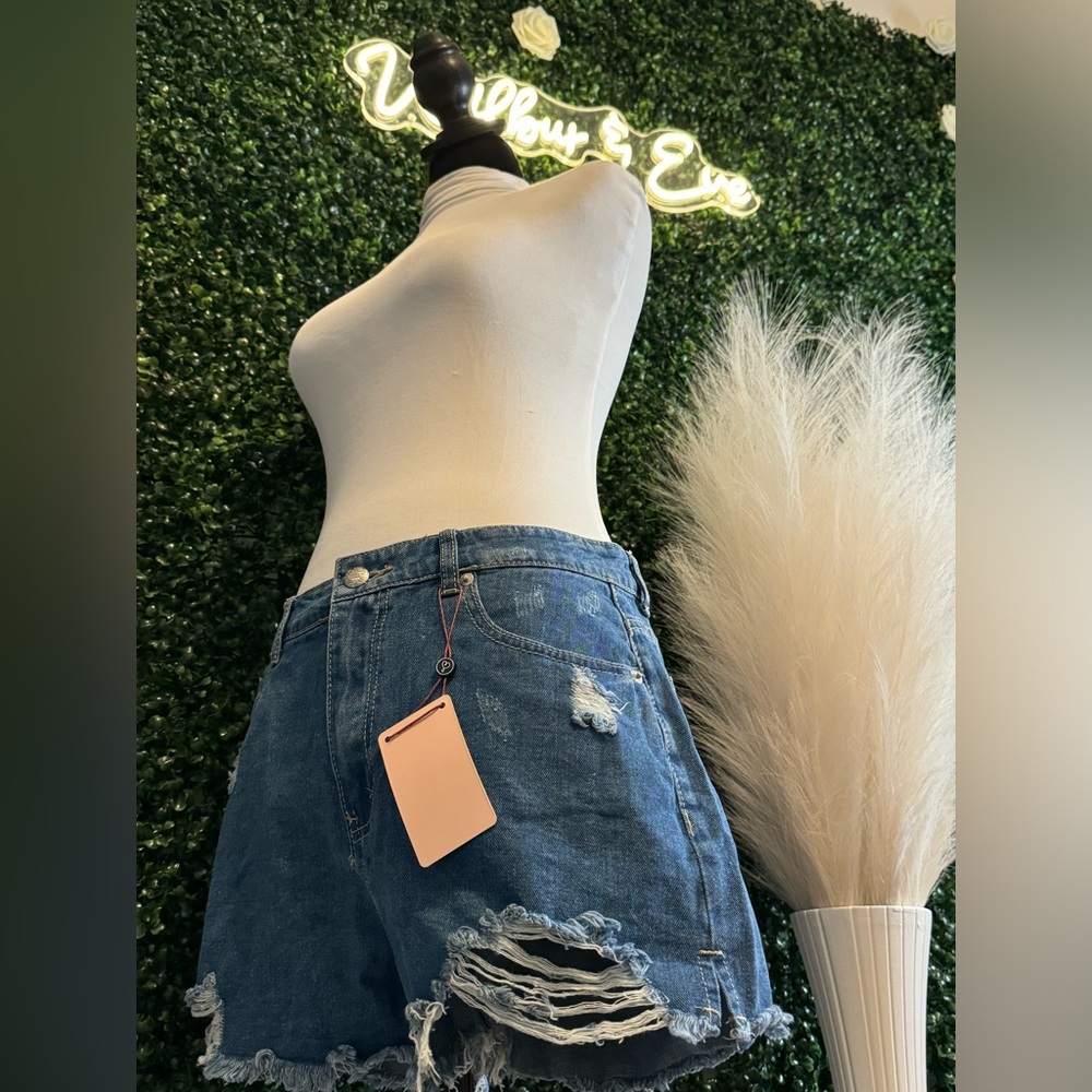 Rebel Destress Denim Short “Medium Blue”